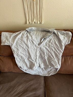 Madewell Light Gray Button-Down Short Sleeve Shirt